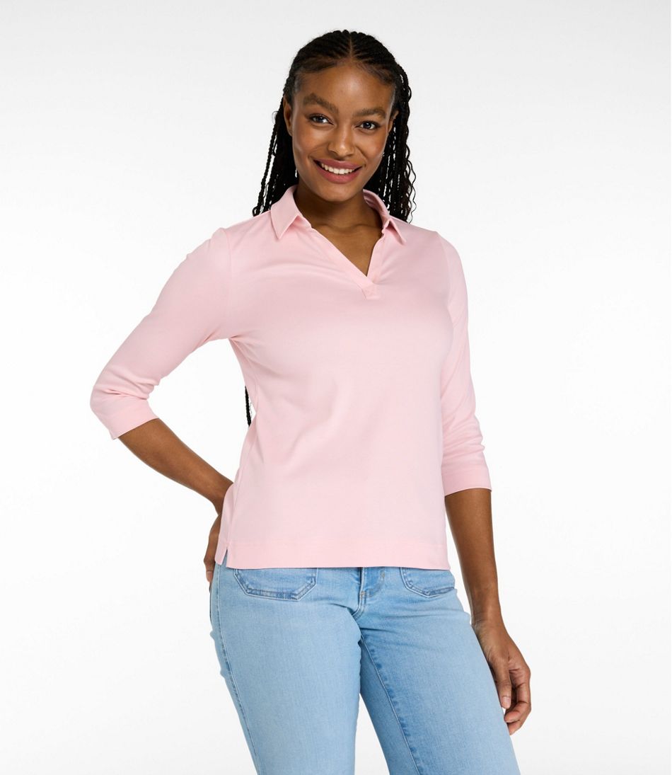 Women's Pima Cotton Tee, Three-Quarter-Sleeve Polo | L.L.Bean