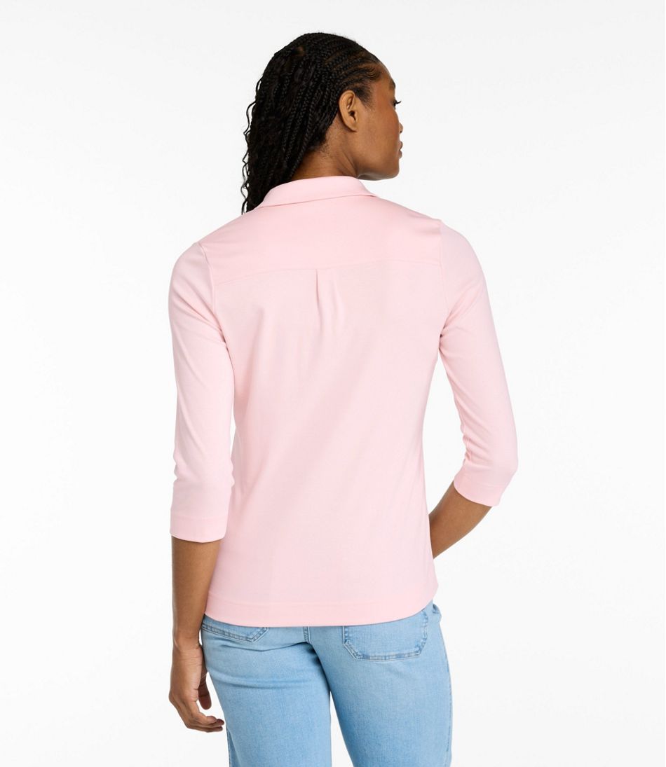 Women's Pima Cotton Tee, Three-Quarter-Sleeve Polo | L.L.Bean