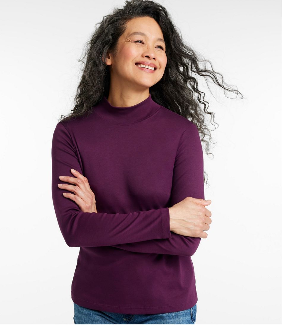 Women's Pima Cotton Tee, Long-Sleeve Mockneck | L.L.Bean