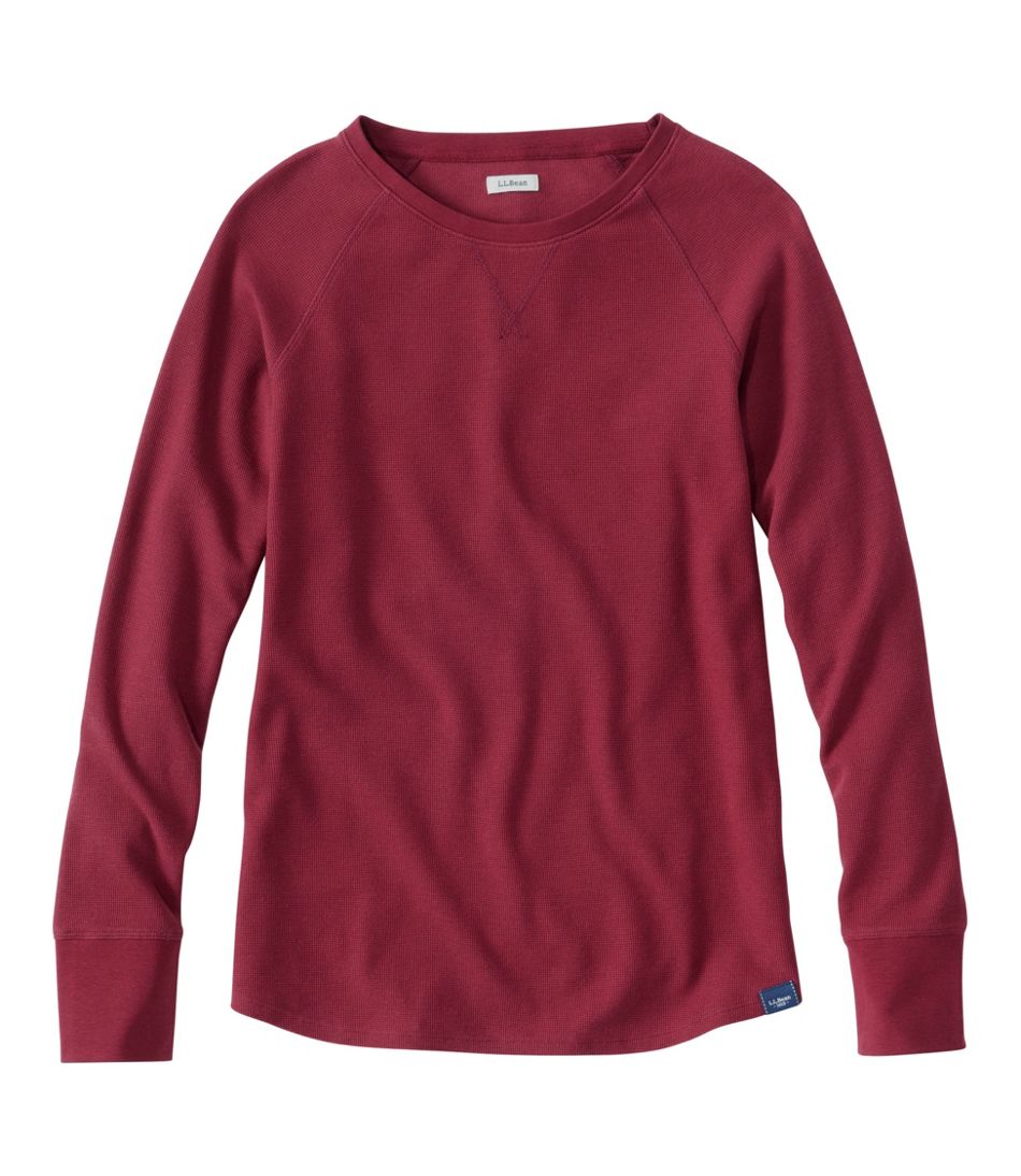 Women's Unshrinkable Mini-Waffle Tee, Long-Sleeve Crewneck | L.L.Bean