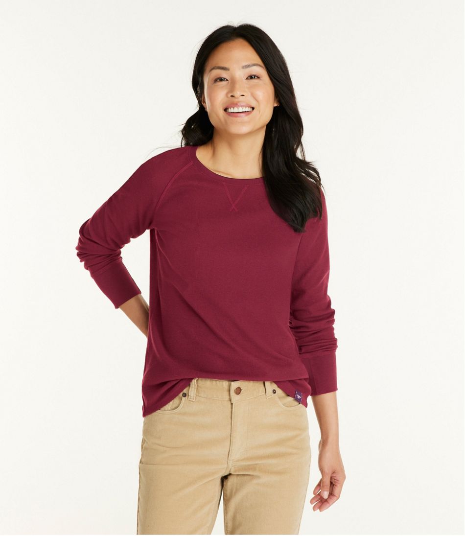 Women's Unshrinkable Mini-Waffle Tee, Long-Sleeve Crewneck | L.L.Bean