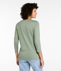 Women's Pima Cotton Shaped Tee, Three-Quarter-Sleeve Jewelneck | L.L.Bean