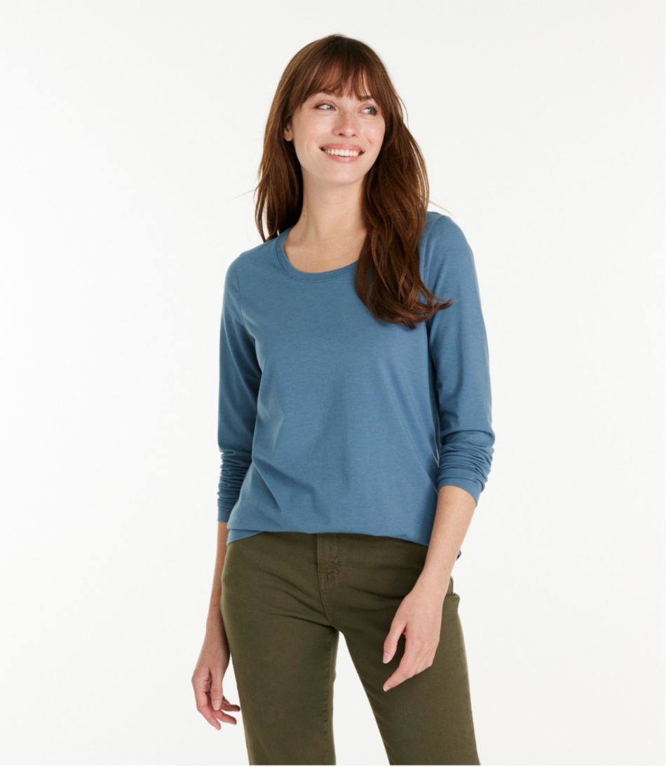 Women's Soft Stretch Supima-Blend Tee, Scoopneck Long-Sleeve | L.L.Bean