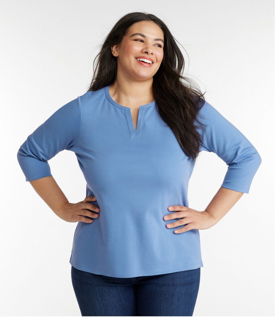 Women's Tee, Three-Quarter-Sleeve Splitneck Tunic | L.L.Bean