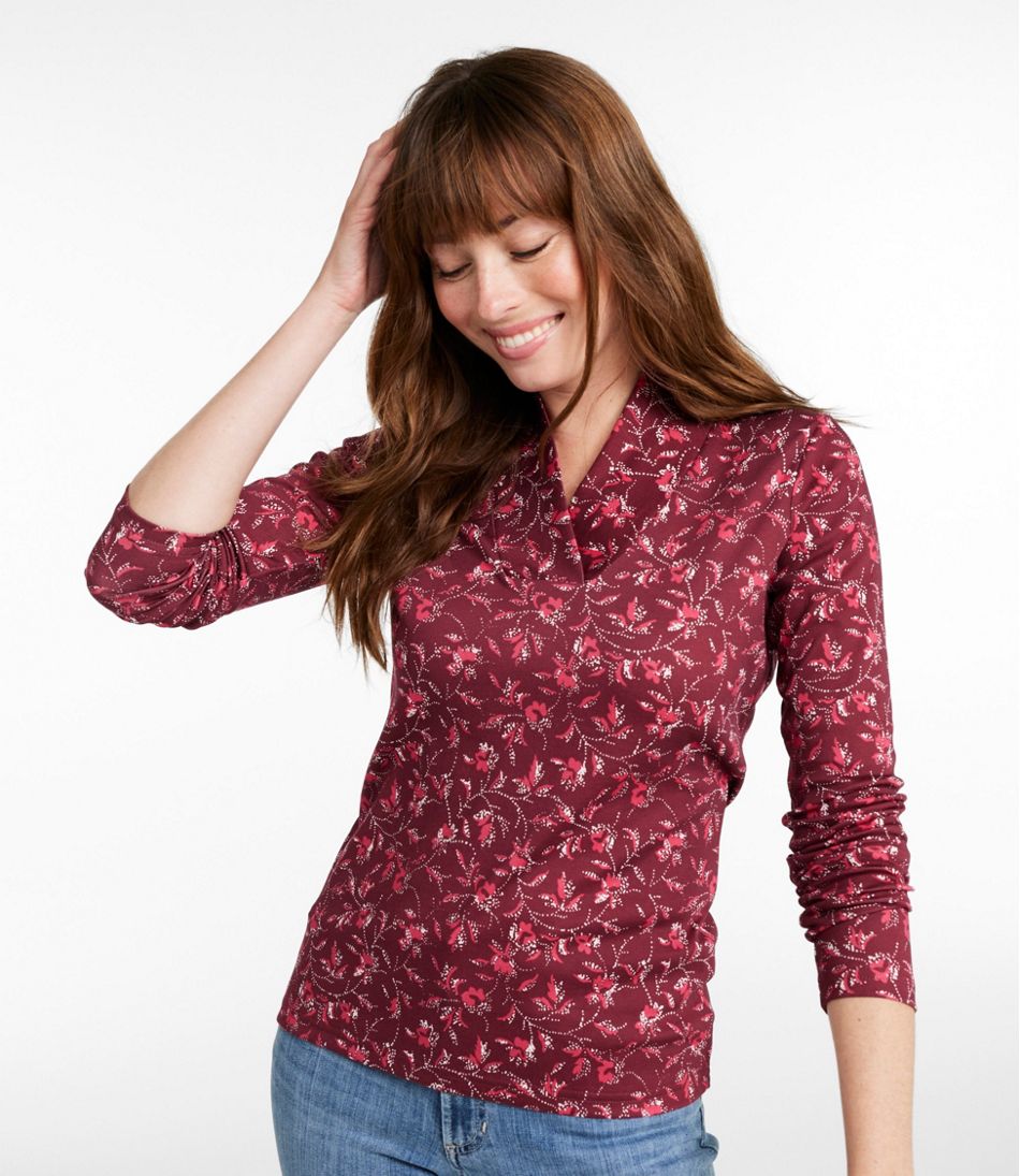 Women's Pima Cotton Tee, Shawl Long-Sleeve Print | L.L.Bean