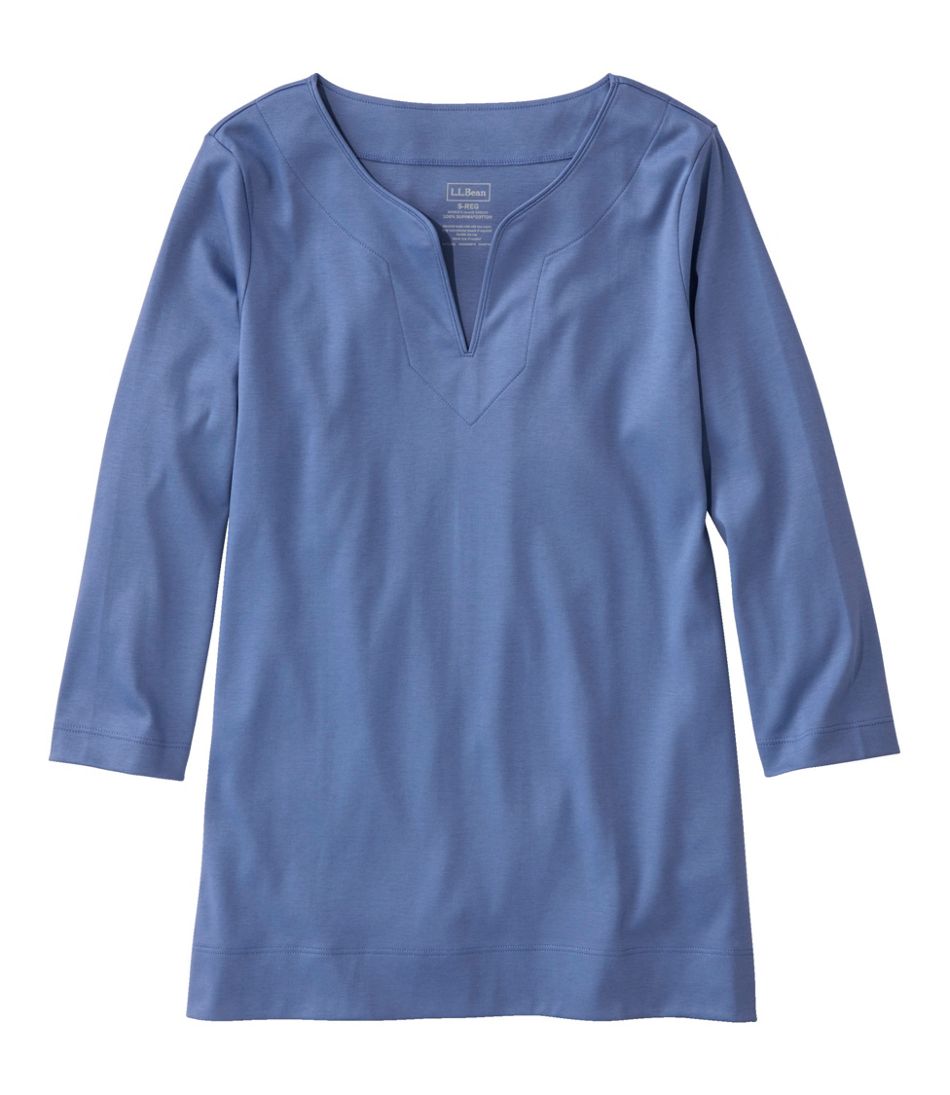 Women's Pima Cotton Tunic, Three-Quarter-Sleeve Splitneck | L.L.Bean