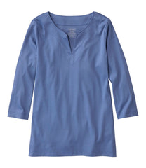Women's Pima Cotton Tunic, Three-Quarter-Sleeve Splitneck | L.L.Bean