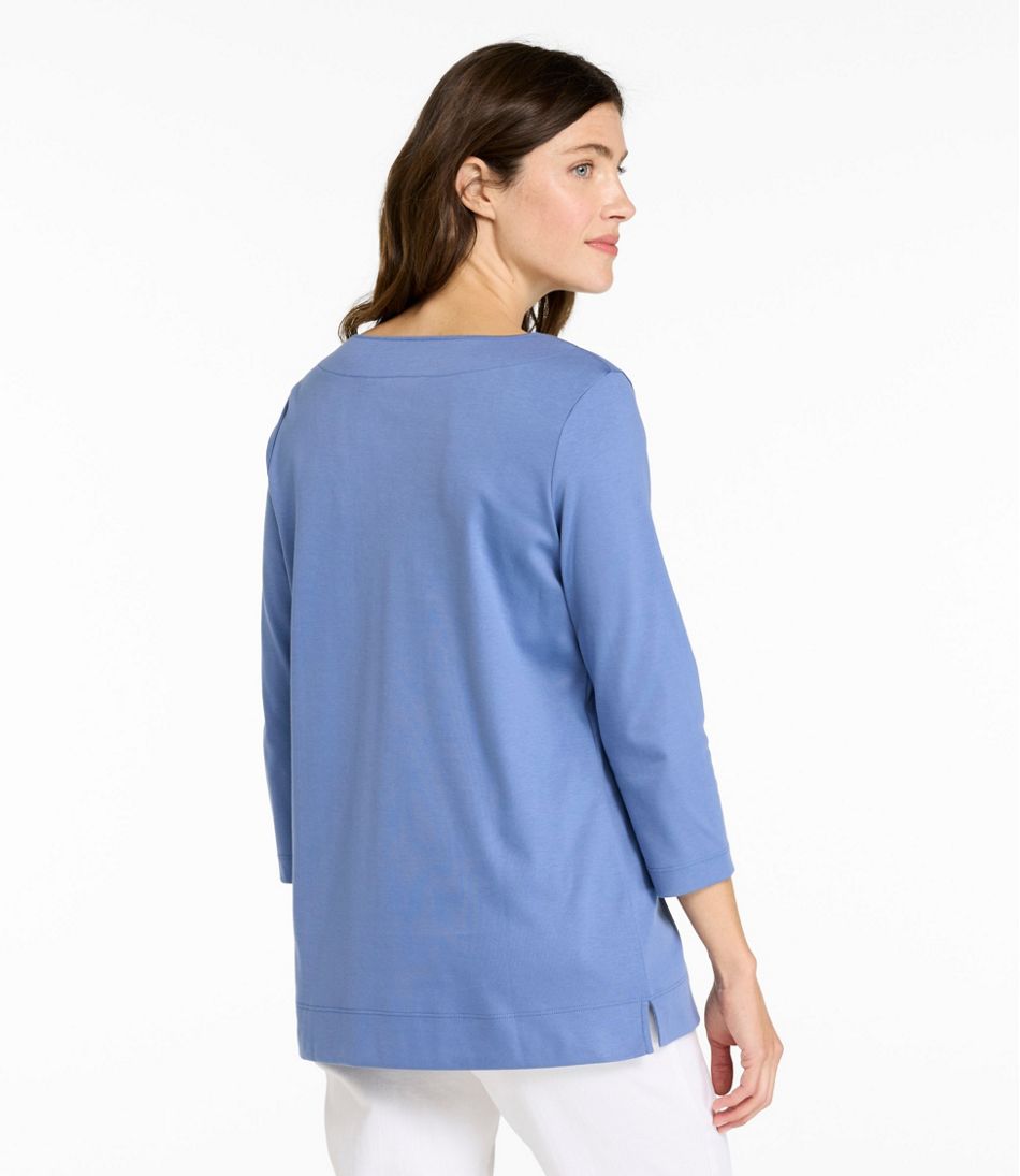 Women's Pima Cotton Tunic, Three-Quarter-Sleeve Splitneck | L.L.Bean
