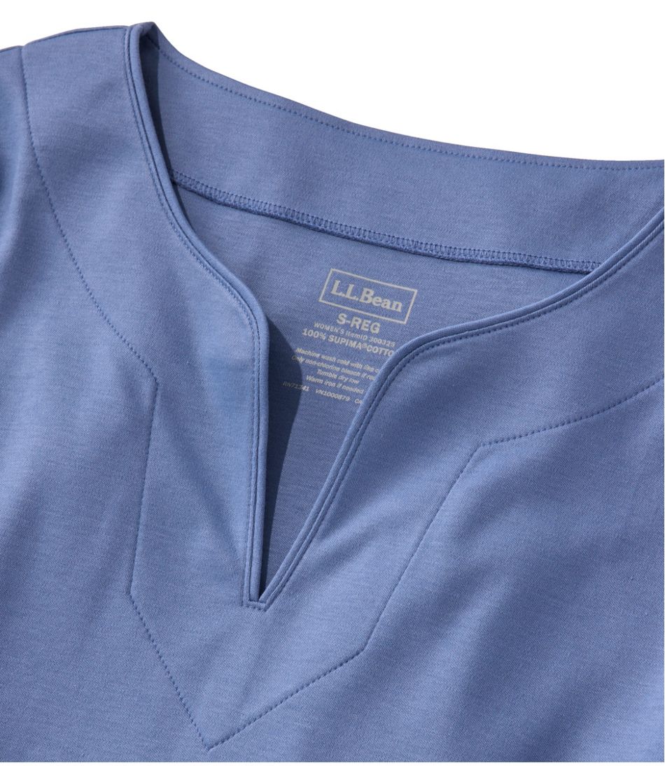 Women's Pima Cotton Tunic, Three-Quarter-Sleeve Splitneck | L.L.Bean