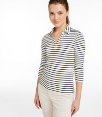 Women's Pima Cotton Tee, Three-Quarter-Sleeve Polo Stripe | L.L.Bean