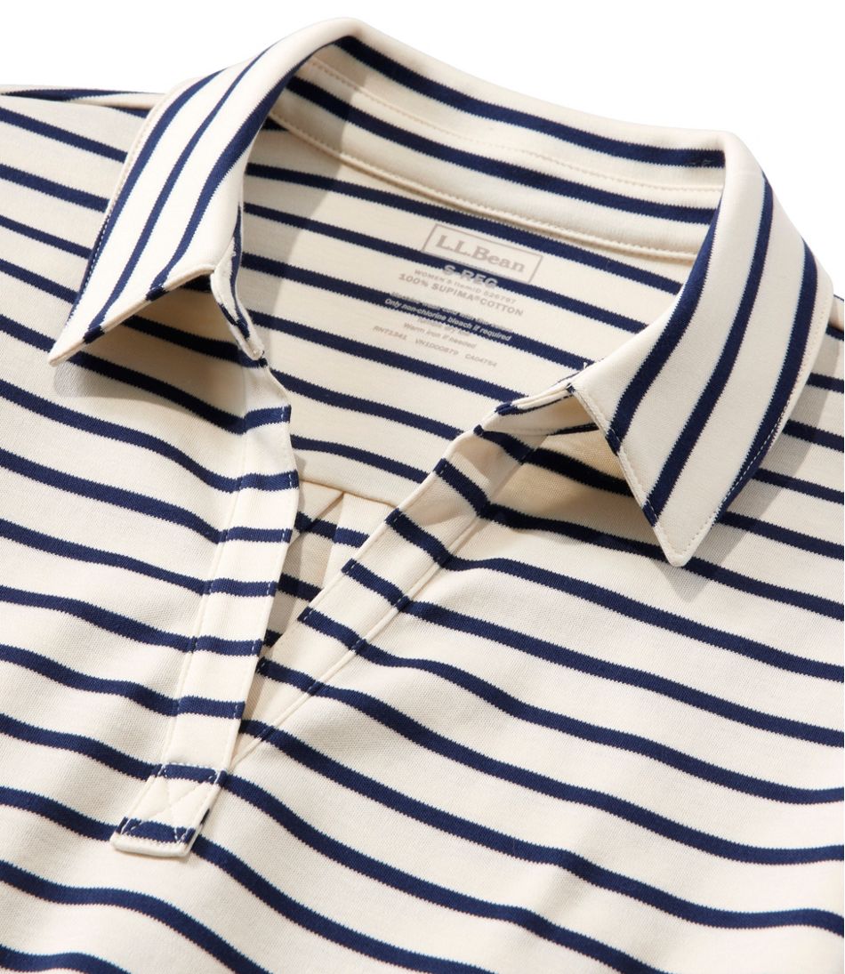 Women's Pima Cotton Tee, Three-Quarter-Sleeve Polo Stripe | L.L.Bean