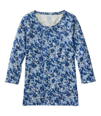 Women's Pima Cotton Shaped Jewelneck Tee, Three-Quarter-Sleeve Print | L.L.Bean