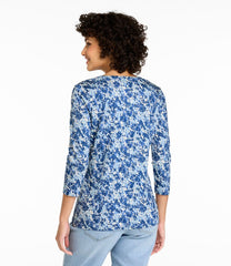 Women's Pima Cotton Shaped Jewelneck Tee, Three-Quarter-Sleeve Print | L.L.Bean