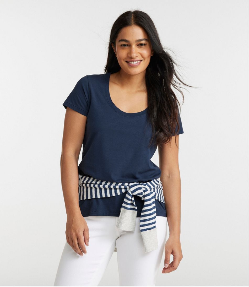 Women's Soft Stretch Supima-Blend Tee, Scoopneck Short-Sleeve | L.L.Bean