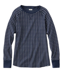 Women's Unshrinkable Mini-Waffle Tee, Long-Sleeve Crewneck Stripe | L.L.Bean