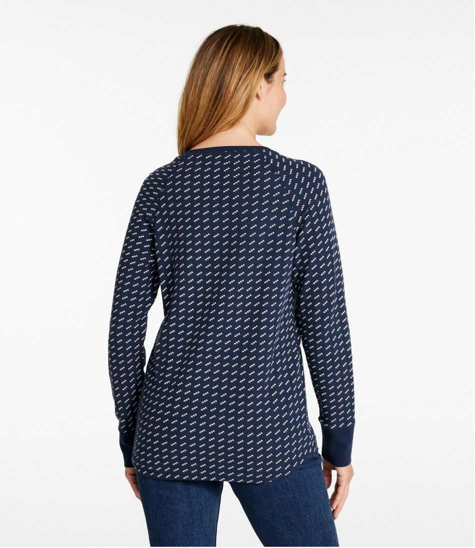 Women's Unshrinkable Mini-Waffle Tee, Long-Sleeve Crewneck Stripe | L.L.Bean