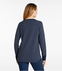 Women's Unshrinkable Mini-Waffle Tee, Long-Sleeve Crewneck Stripe | L.L.Bean