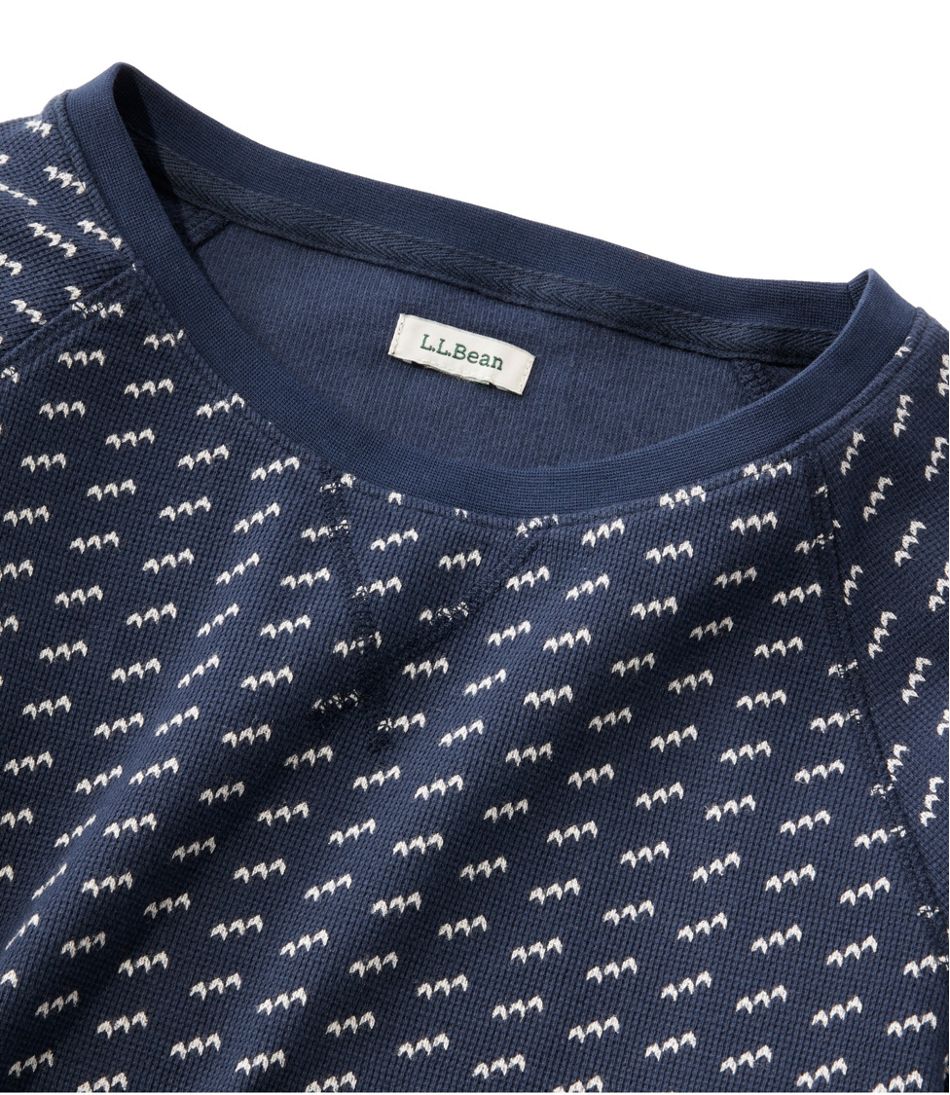 Women's Unshrinkable Mini-Waffle Tee, Long-Sleeve Crewneck Stripe | L.L.Bean