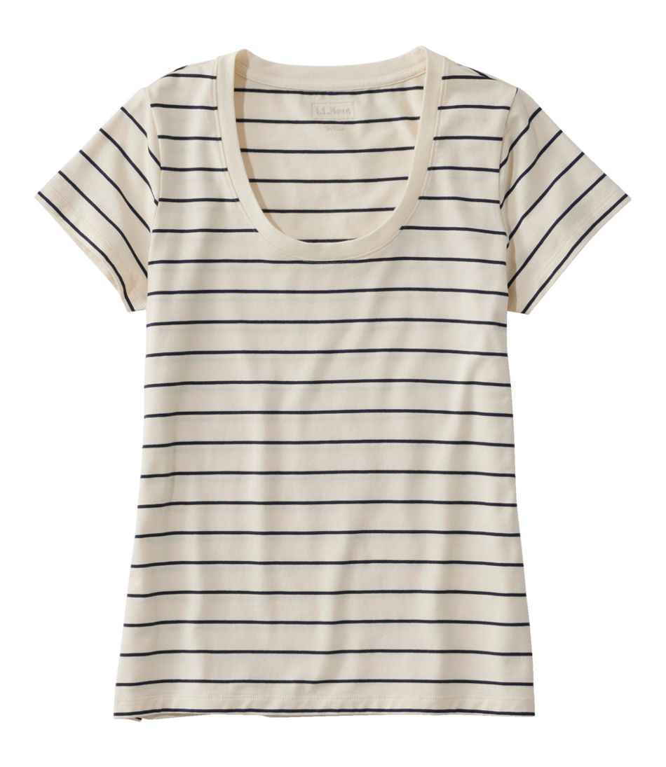 Women's Soft Stretch Supima-Blend Tee, Scoopneck Short-Sleeve Stripe | L.L.Bean