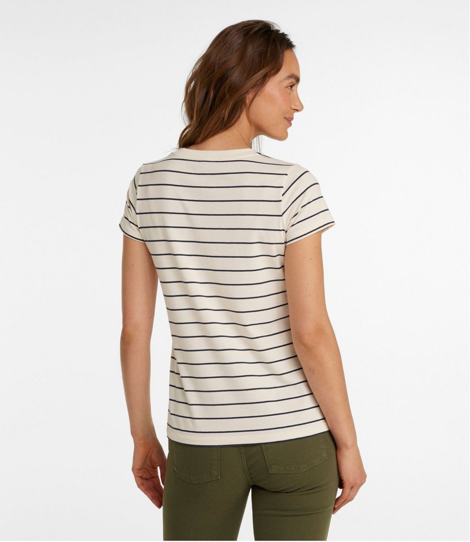 Women's Soft Stretch Supima-Blend Tee, Scoopneck Short-Sleeve Stripe | L.L.Bean