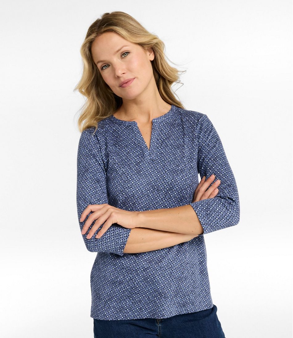 Women's Tee, Three-Quarter-Sleeve Splitneck Tunic Print | L.L.Bean