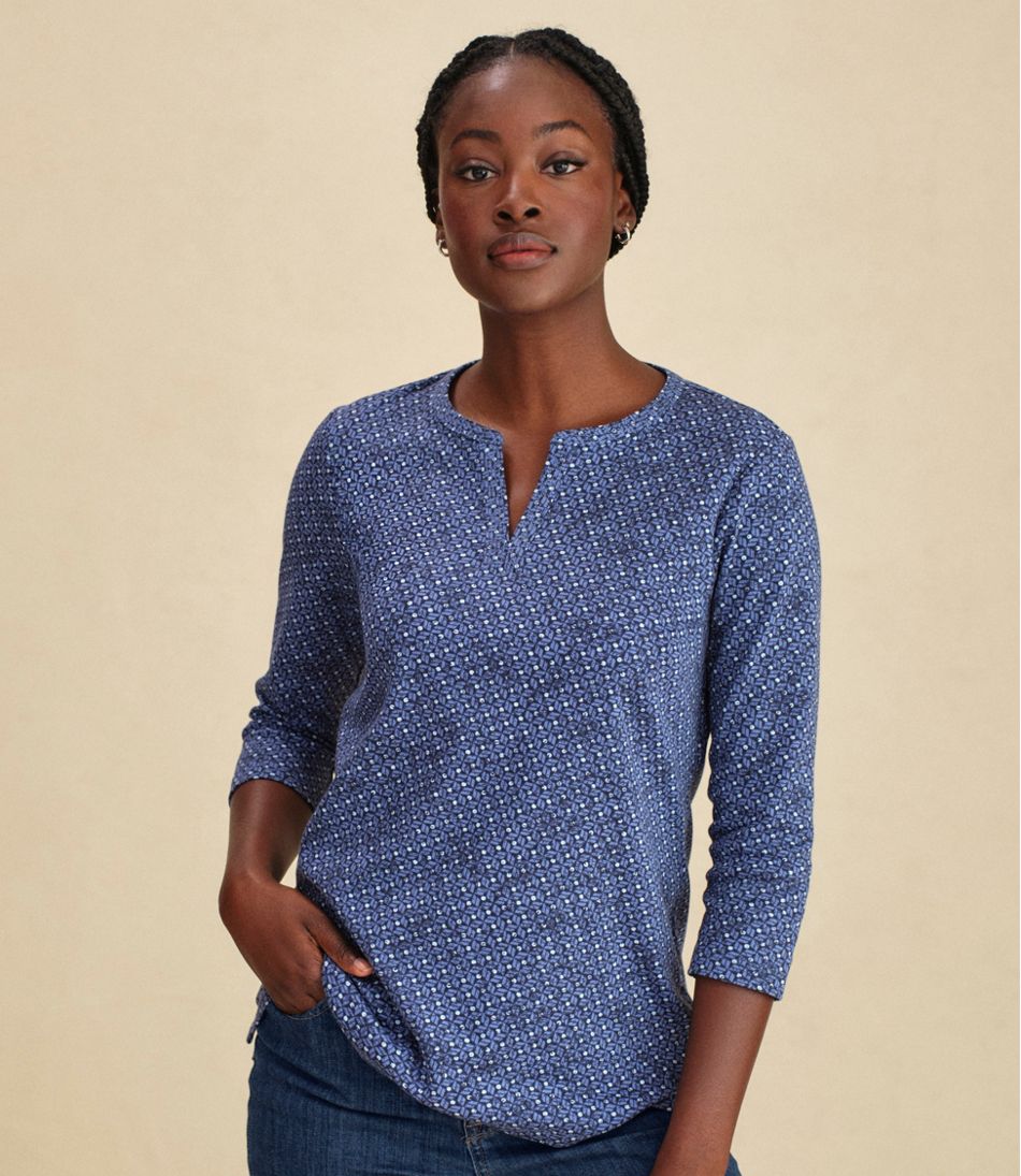 Women's Tee, Three-Quarter-Sleeve Splitneck Tunic Print | L.L.Bean