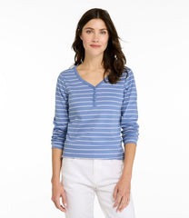 Women's V-Neck Henley, Long-Sleeve Stripe | L.L.Bean