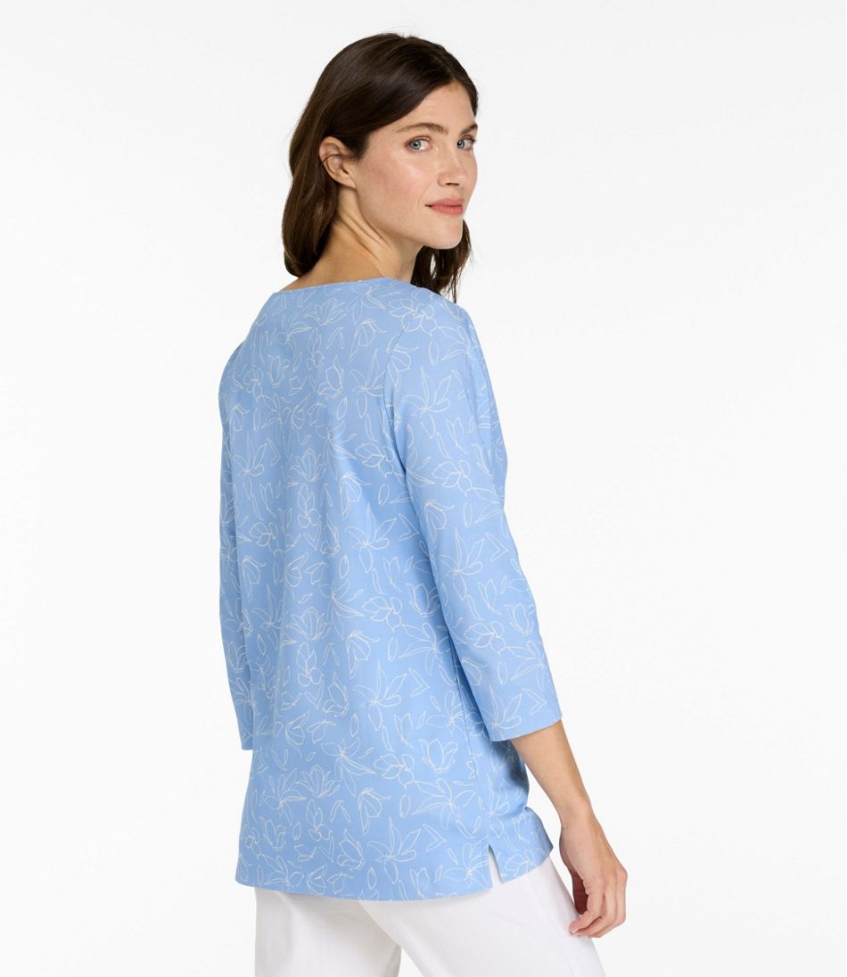 Women's Pima Cotton Tunic, Three-Quarter-Sleeve Splitneck Print | L.L.Bean