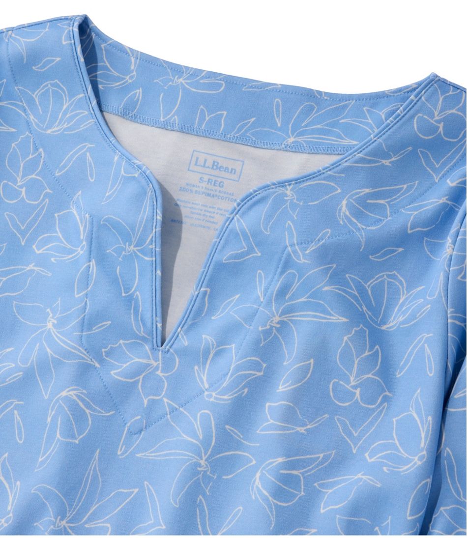 Women's Pima Cotton Tunic, Three-Quarter-Sleeve Splitneck Print | L.L.Bean
