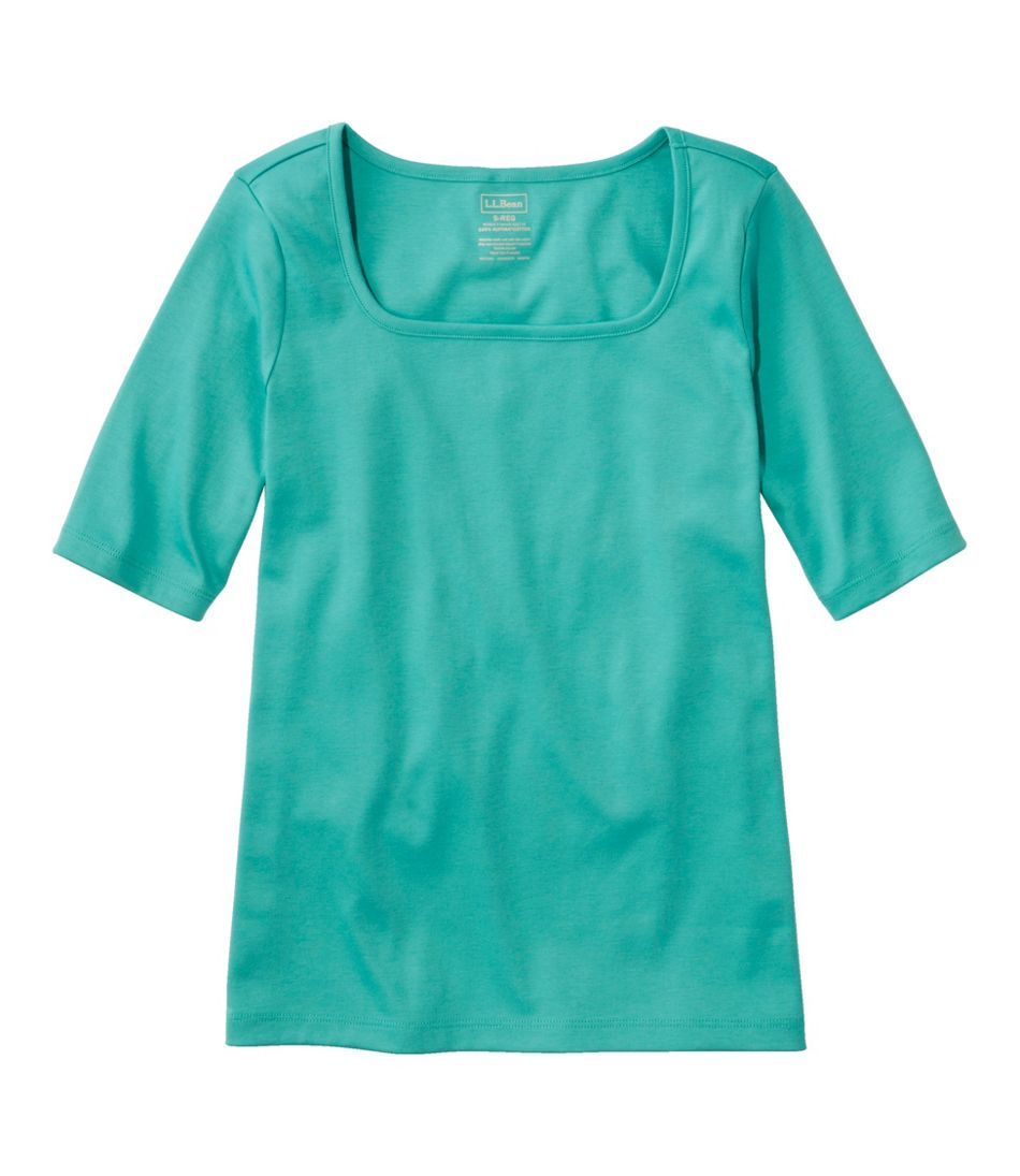 Women's Pima Cotton Tee, Soft Squareneck Elbow-Sleeve | L.L.Bean