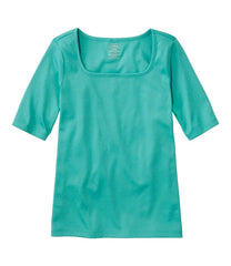 Women's Pima Cotton Tee, Soft Squareneck Elbow-Sleeve | L.L.Bean