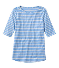 Women's Pima Cotton Tee, Elbow-Sleeve Boatneck Stripe | L.L.Bean