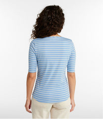 Women's Pima Cotton Tee, Elbow-Sleeve Boatneck Stripe | L.L.Bean