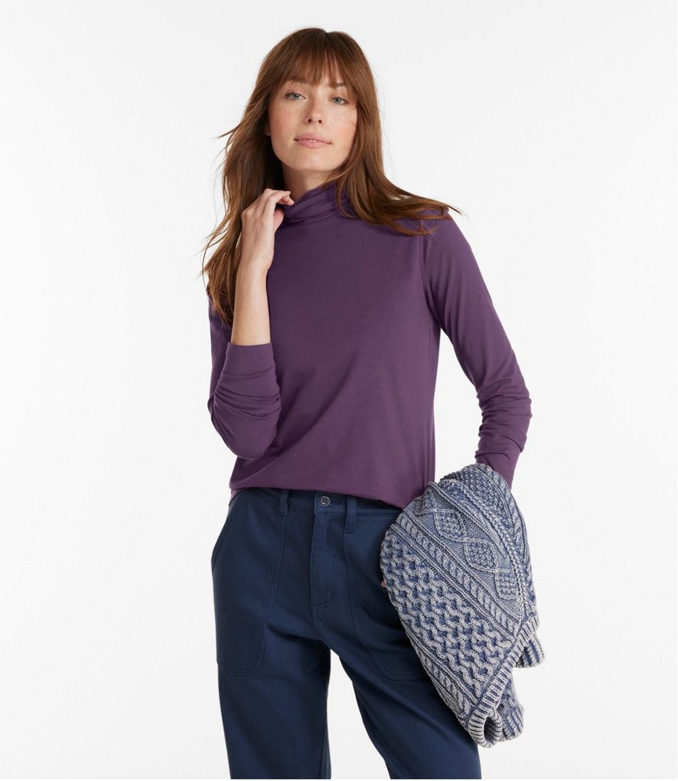 Women's Soft Stretch Supima-Blend Tee, Turtleneck | L.L.Bean