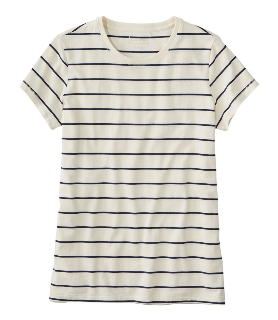 Women's Soft Stretch Supima-Blend Tee, Crewneck Short-Sleeve Striped | L.L.Bean