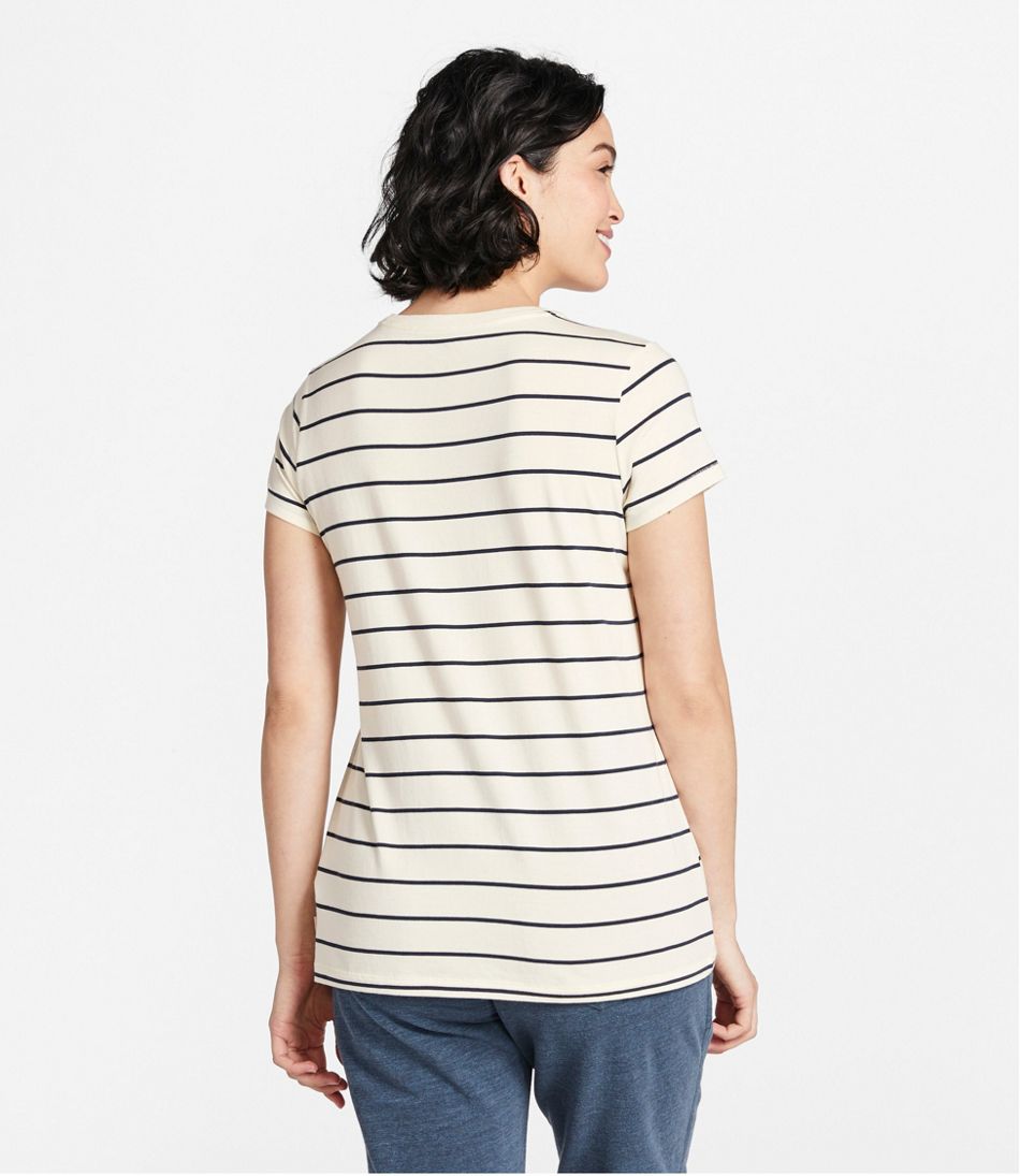 Women's Soft Stretch Supima-Blend Tee, Crewneck Short-Sleeve Striped | L.L.Bean