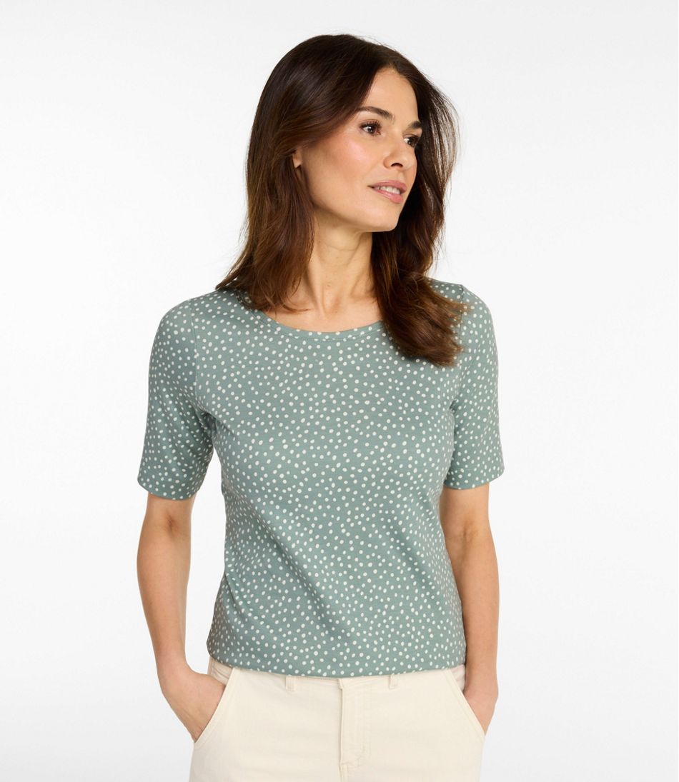 Women's Jewelneck Tee, Elbow-Sleeve Print | L.L.Bean