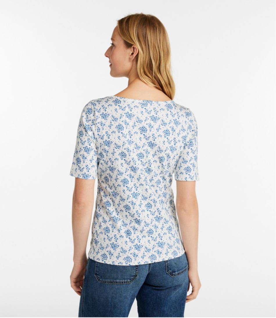 Women's Pima Cotton Tee, Soft Squareneck Elbow-Sleeve | L.L.Bean