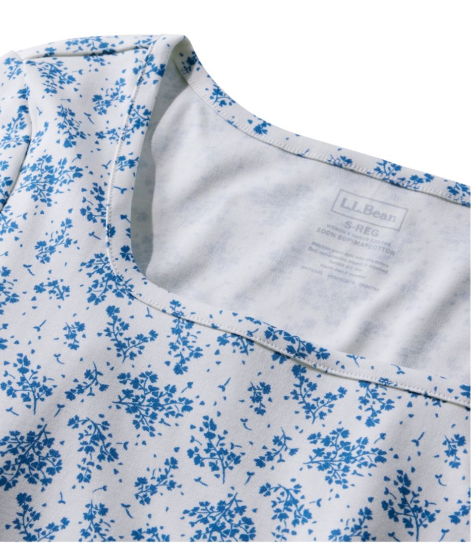 Women's Pima Cotton Tee, Soft Squareneck Elbow-Sleeve | L.L.Bean
