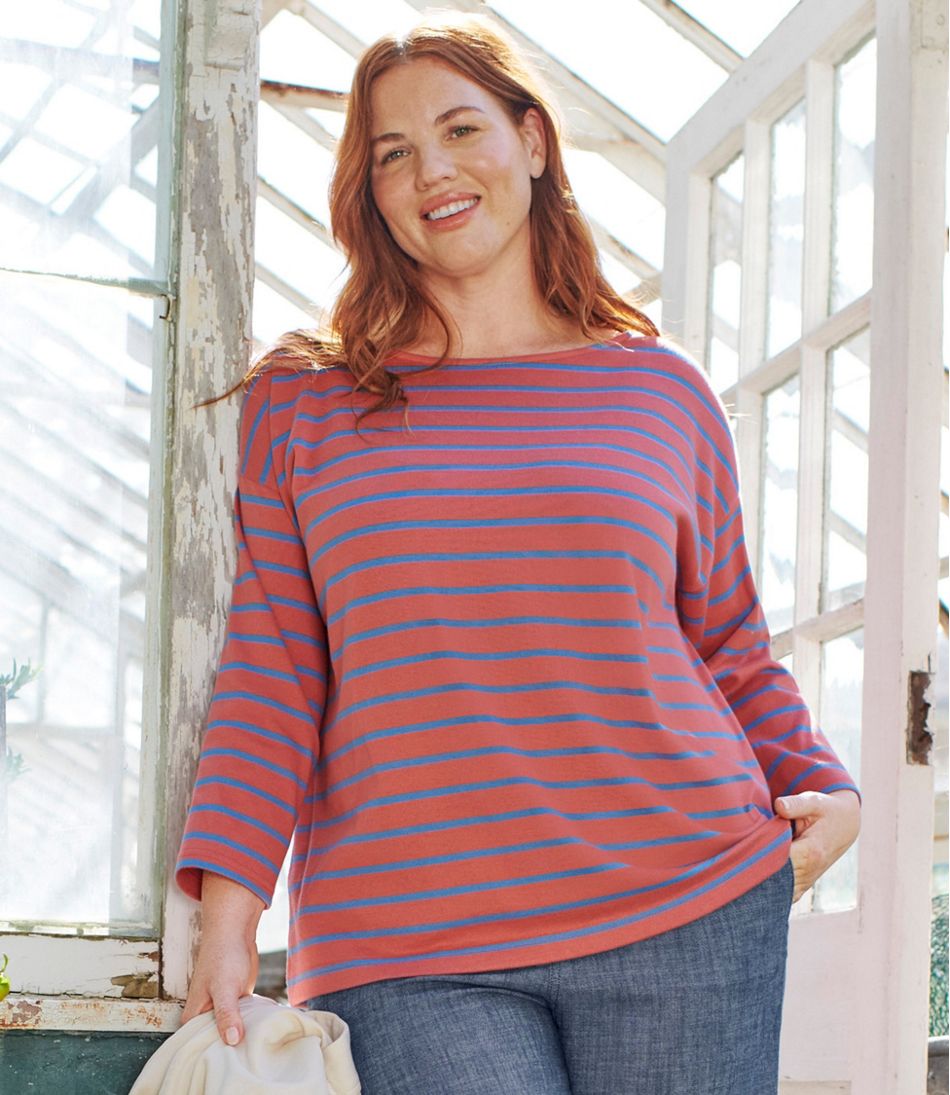 Women's Heritage Mariner Top, Boatneck Three-Quarter-Sleeve Stripe | L.L.Bean