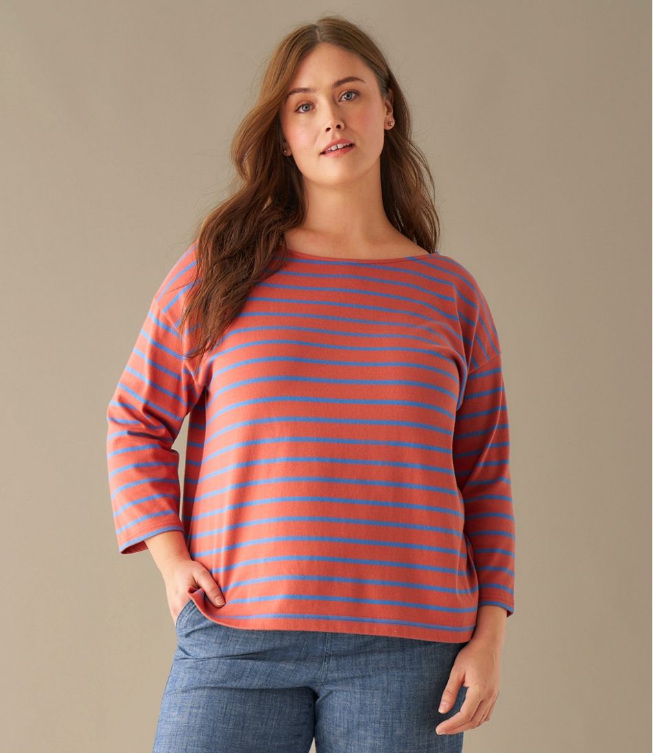 Women's Heritage Mariner Top, Boatneck Three-Quarter-Sleeve Stripe | L.L.Bean