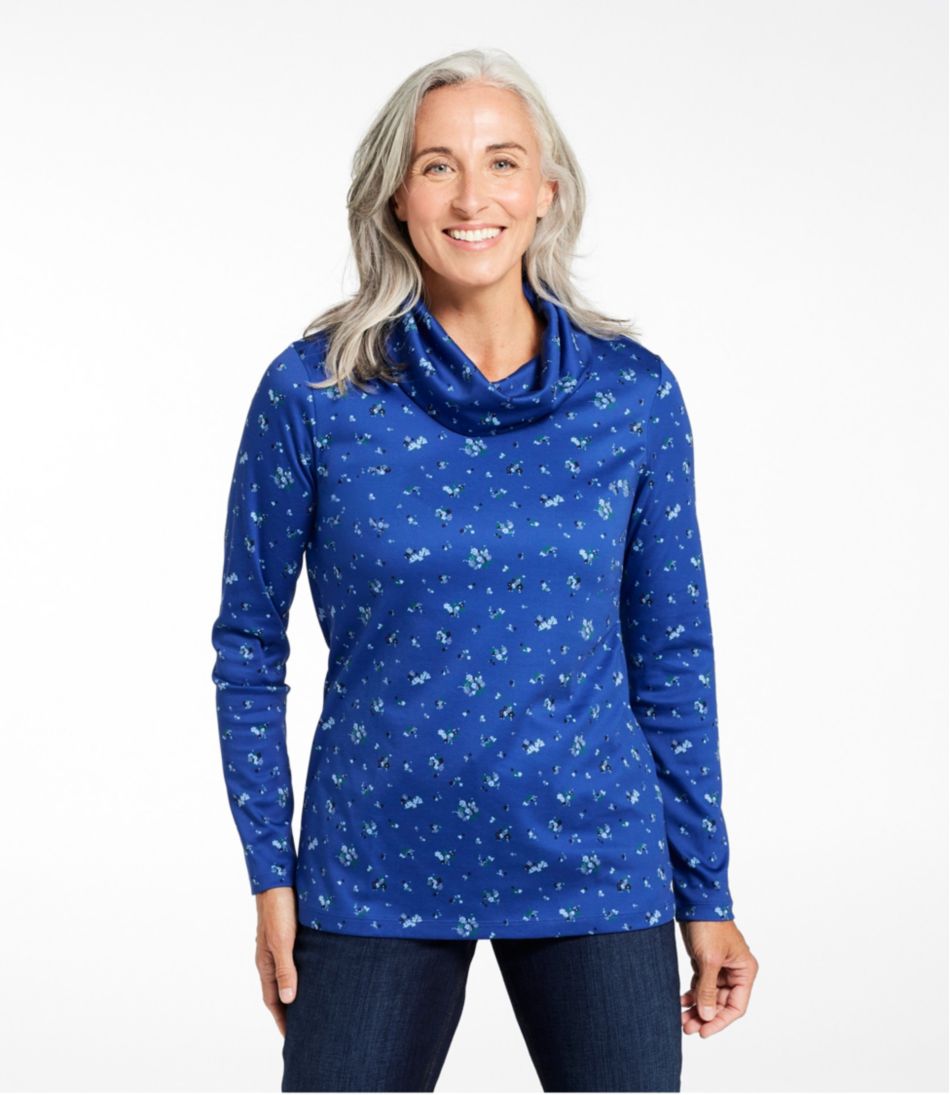 Women's Pima Cotton Tee, Long-Sleeve Cowlneck Print | L.L.Bean