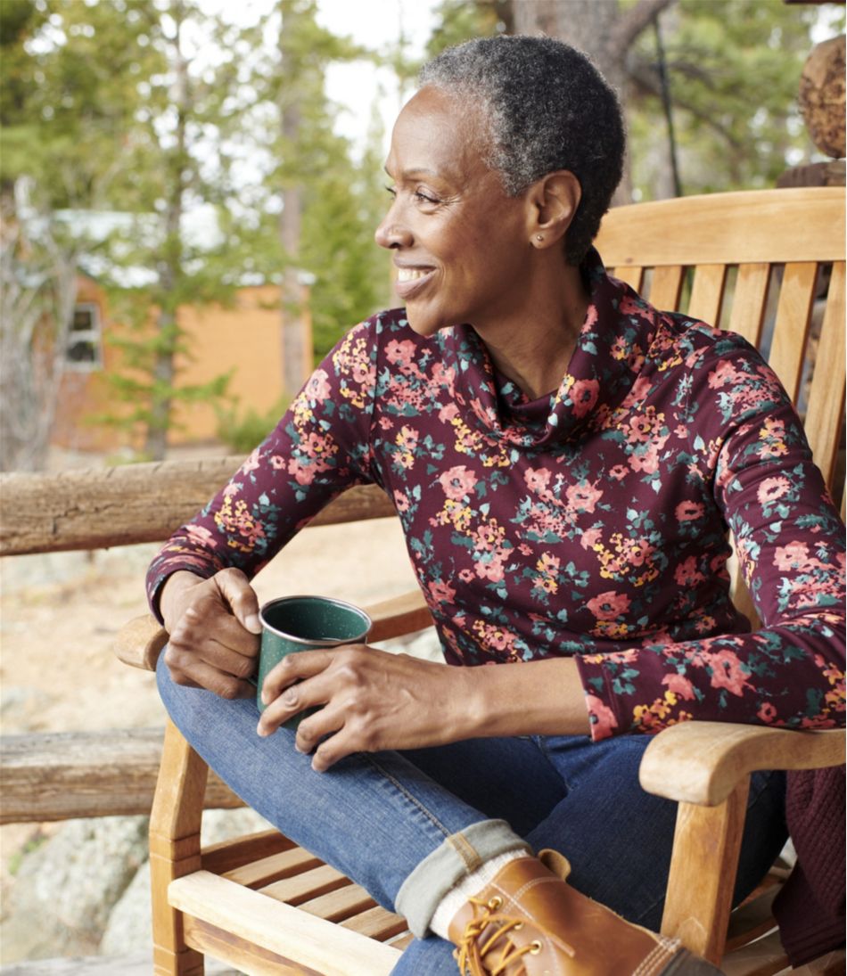 Women's Pima Cotton Tee, Long-Sleeve Cowlneck Print | L.L.Bean