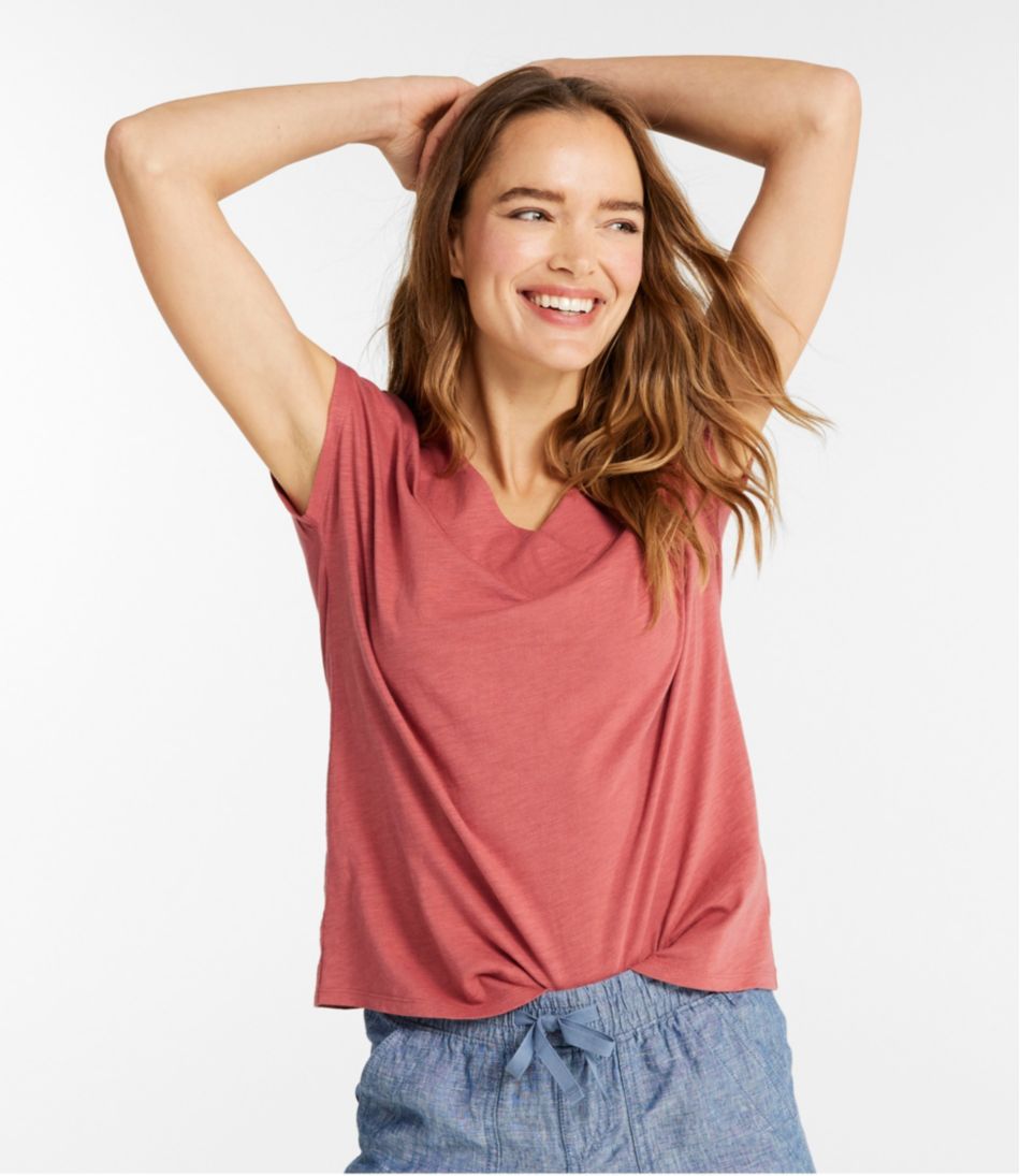 Women's Organic Cotton Tee, V-Neck Cap-Sleeve | L.L.Bean