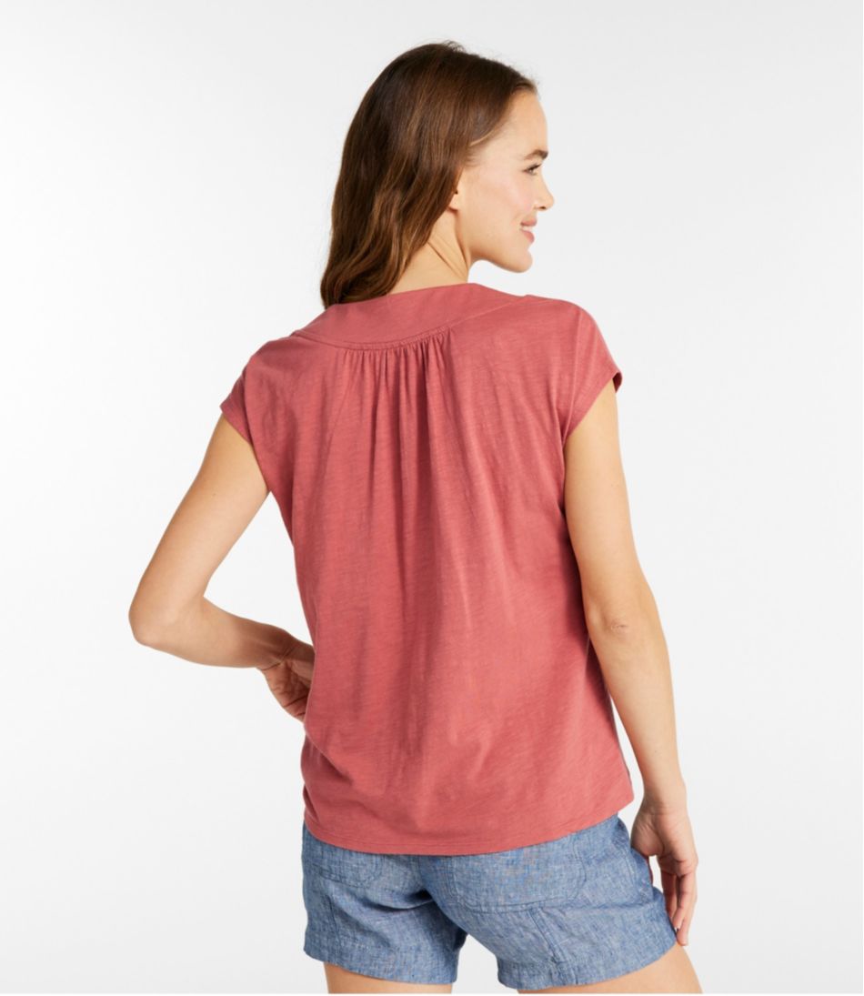 Women's Organic Cotton Tee, V-Neck Cap-Sleeve | L.L.Bean