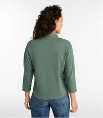 Women's Linen/Cotton Tee, Three-Quarter-Sleeve Splitneck Polo | L.L.Bean