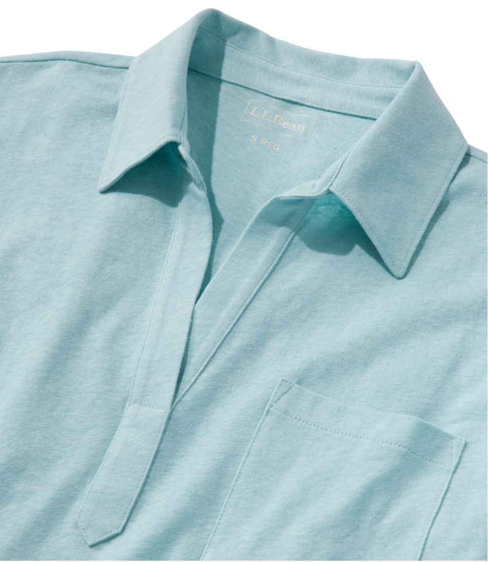 Women's Linen/Cotton Tee, Three-Quarter-Sleeve Splitneck Polo | L.L.Bean