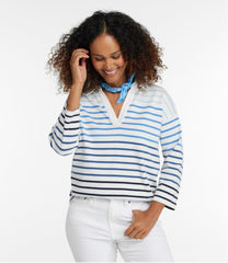 Women's Heritage Mariner Top, Splitneck Polo Three-Quarter-Sleeve Stripe | L.L.Bean