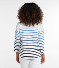 Women's Heritage Mariner Top, Splitneck Polo Three-Quarter-Sleeve Stripe | L.L.Bean