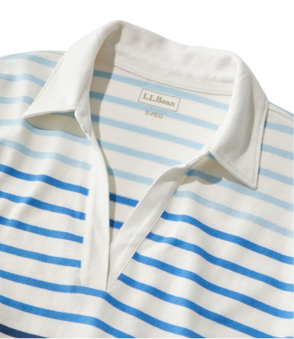 Women's Heritage Mariner Top, Splitneck Polo Three-Quarter-Sleeve Stripe | L.L.Bean